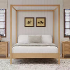 Queen/King Size Four Poster Platform Bed, Solid Wood Canopy Bed Frame, No Box Spring Needed - ModernLuxe