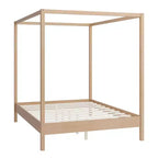 Queen/King Size Four Poster Platform Bed, Solid Wood Canopy Bed Frame, No Box Spring Needed - ModernLuxe
