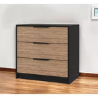 Cassettiera a tre cassetti HomeRoots 28 naturale e nera