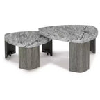 Signature Design by Ashley Surmour Modern Nesting Coffee Table with Faux Marble Top, Gray