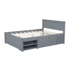 GDFStudio Elton 4 Piece Wood Storage Bedroom Furniture Sets with Headboard, Shelves, Drawer and Nightstand