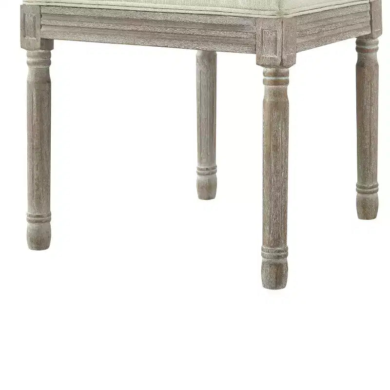 Sedia da pranzo senza braccioli Rustic Manor David in lino con finitura in legno anticato spazzolato (set da 2)