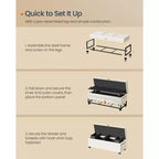 SONGMICS HOME 43.3 Storage Ottoman Bench 27 Gal (103 L) Capacity End-of-Bed Bench Ottoman with Storage for Bedroom