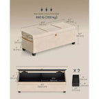 SONGMICS HOME 43.3 Storage Ottoman Bench 27 Gal (103 L) Capacity End-of-Bed Bench Ottoman with Storage for Bedroom