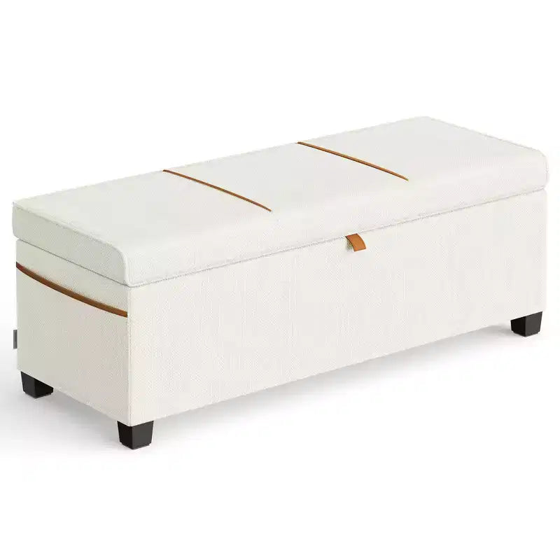 SONGMICS HOME 43.3 Storage Ottoman Bench 27 Gal (103 L) Capacity End-of-Bed Bench Ottoman with Storage for Bedroom