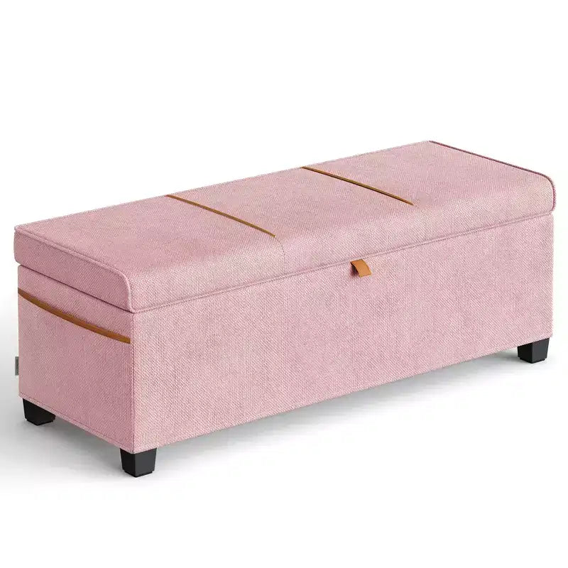 SONGMICS HOME 43.3 Storage Ottoman Bench 27 Gal (103 L) Capacity End-of-Bed Bench Ottoman with Storage for Bedroom