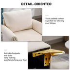 Bestier Ivory Linen Arm Chair Tufted Cushion Accent Chair with Lumbar Pillow