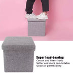 Swtroom Ottoman Cube Square Foot Rest Stool Seat Foldable 4 in 1 Storage Boxes 12 Inch Linen Grey