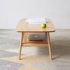 MAYEERTY Solid Wood End Table with Storage Shelf for Living Room