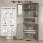 Tall Bathroom Cabinet Freestanding Linen Storage Cabinet with Doors and Adjustable Shelves 67H Kitchen Pantry Cabinet for Living Room