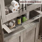 Tall Bathroom Cabinet Freestanding Linen Storage Cabinet with Doors and Adjustable Shelves 67H Kitchen Pantry Cabinet for Living Room