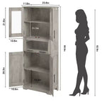 Tall Bathroom Cabinet Freestanding Linen Storage Cabinet with Doors and Adjustable Shelves 67H Kitchen Pantry Cabinet for Living Room