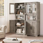 Tall Bathroom Cabinet Freestanding Linen Storage Cabinet with Doors and Adjustable Shelves 67H Kitchen Pantry Cabinet for Living Room