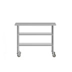 Flash Furniture Rawcliffe, tavolo da lavoro e preparazione in acciaio inox certificato NSF, 61x122 cm, con 2 ripiani inferiori in acciaio zincato e 4 ruote con 2 freni