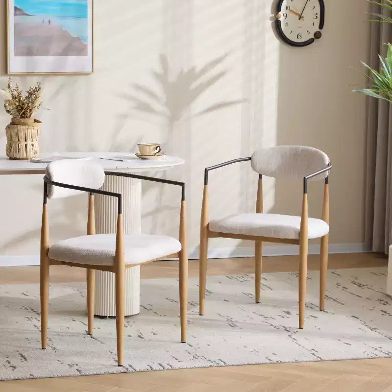 Christopher Knight Home Jaromir Modern Upholstered Iron Dining Chairs with Curved Open Back (Set of 2)