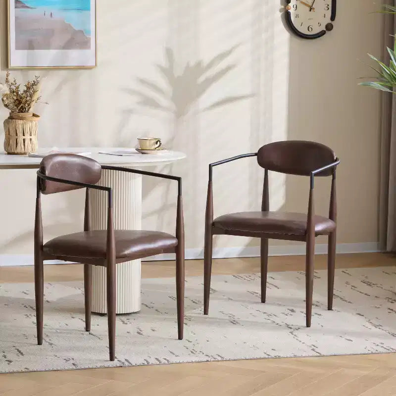 Christopher Knight Home Jaromir Modern Upholstered Iron Dining Chairs with Curved Open Back (Set of 2)