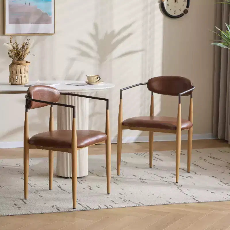 Christopher Knight Home Jaromir Modern Upholstered Iron Dining Chairs with Curved Open Back (Set of 2)