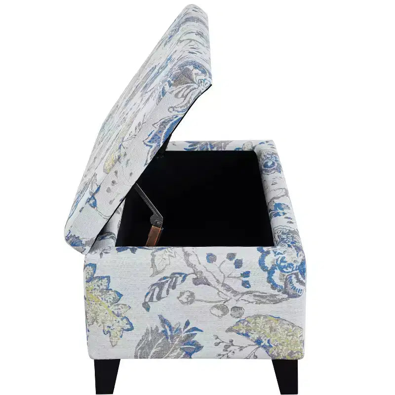 Christopher Knight Home Madison Pouf Ottomano Rettangolare Contemporaneo in Legno Rivestito con Motivo Floreale