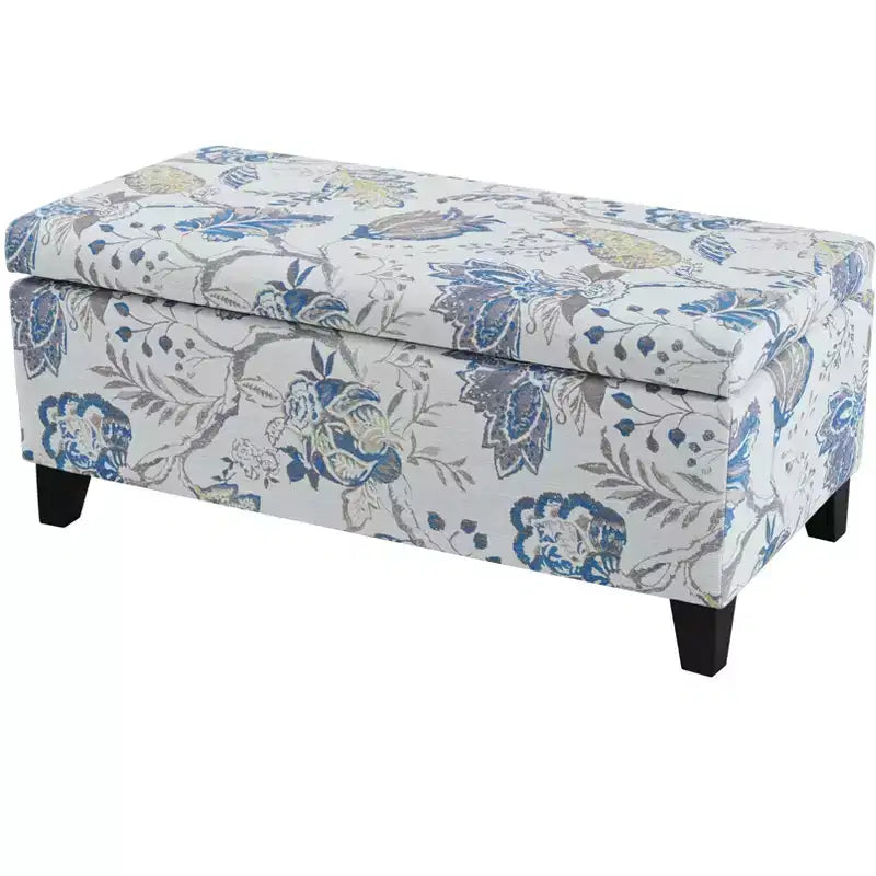 Christopher Knight Home Madison Pouf Ottomano Rettangolare Contemporaneo in Legno Rivestito con Motivo Floreale