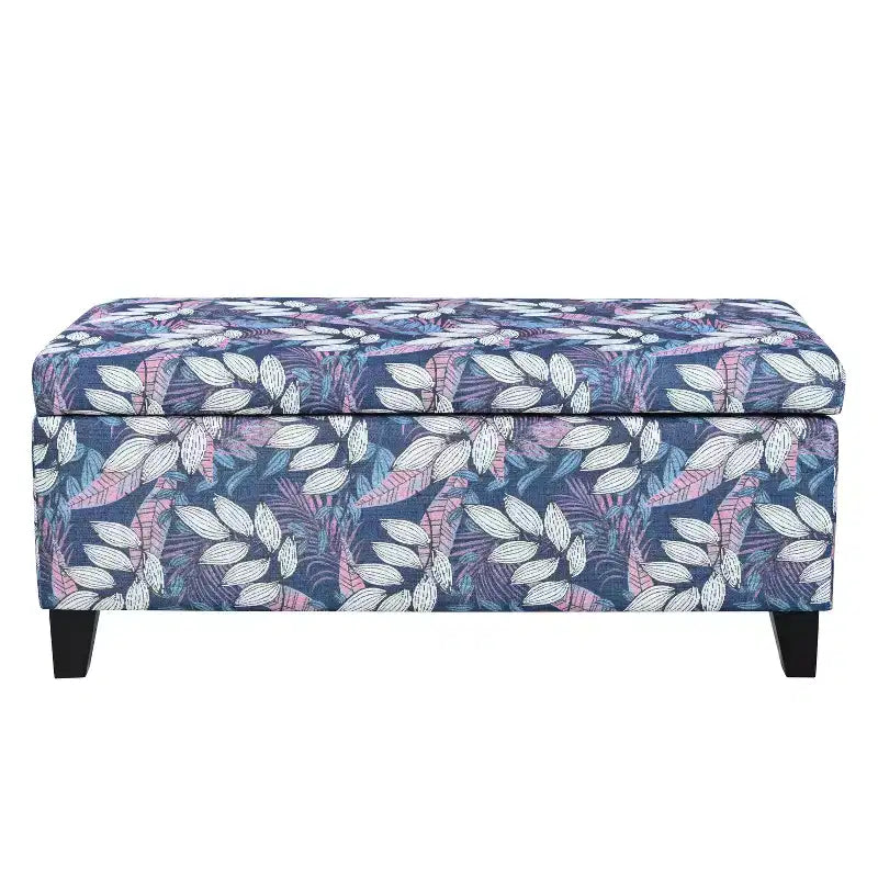 Christopher Knight Home Madison Pouf Ottomano Rettangolare Contemporaneo in Legno Rivestito con Motivo Floreale