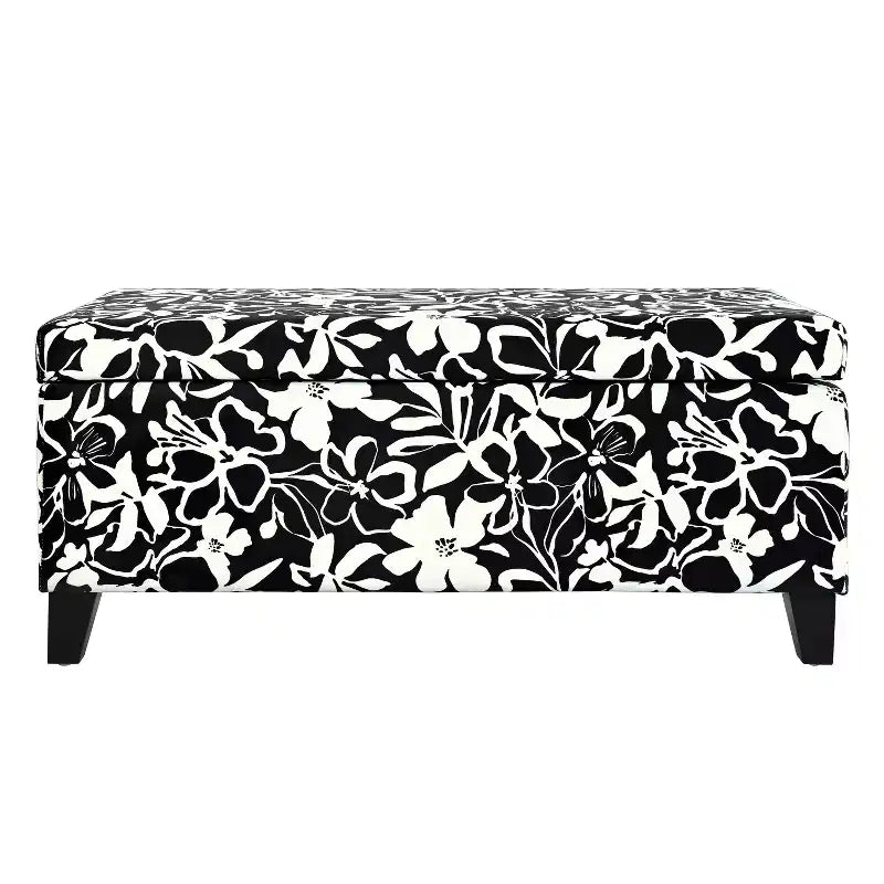 Christopher Knight Home Madison Pouf Ottomano Rettangolare Contemporaneo in Legno Rivestito con Motivo Floreale
