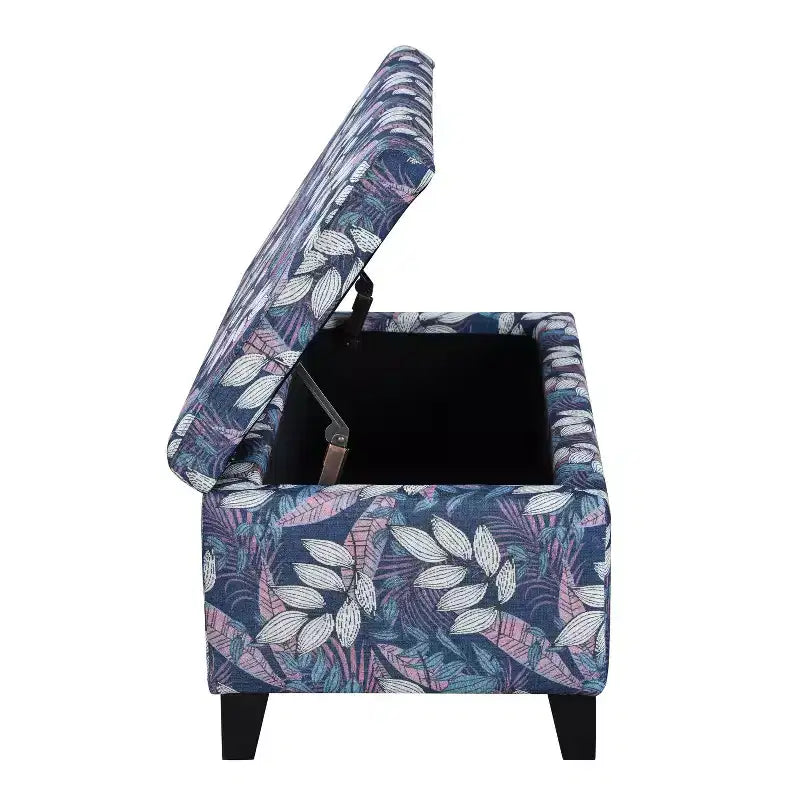 Christopher Knight Home Madison Pouf Ottomano Rettangolare Contemporaneo in Legno Rivestito con Motivo Floreale