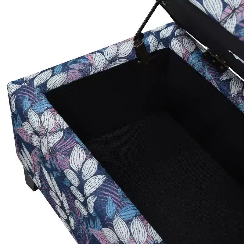 Christopher Knight Home Madison Pouf Ottomano Rettangolare Contemporaneo in Legno Rivestito con Motivo Floreale