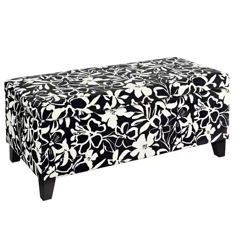 Christopher Knight Home Madison Pouf Ottomano Rettangolare Contemporaneo in Legno Rivestito con Motivo Floreale