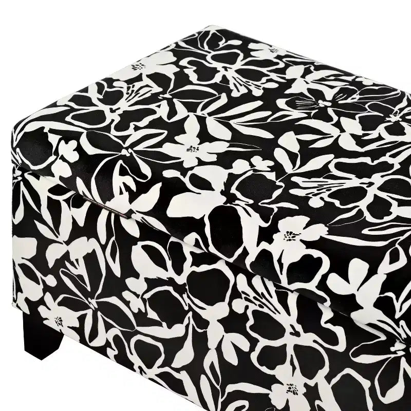 Christopher Knight Home Madison Pouf Ottomano Rettangolare Contemporaneo in Legno Rivestito con Motivo Floreale