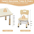 Tavolo e Set 4 Sedie per Bambini, Tavolo e Set Sedie per Bambini Regolabili in Altezza, Piano Tavolo Graffiti, Tavolo Multi-attività per Bambini per 4