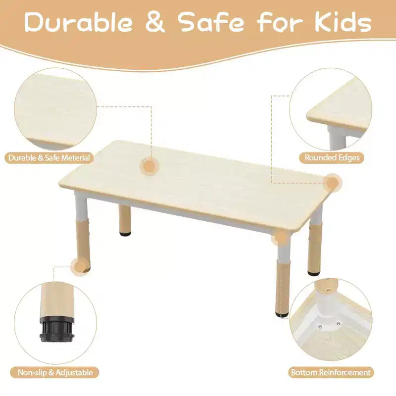 Tavolo e Set 4 Sedie per Bambini, Tavolo e Set Sedie per Bambini Regolabili in Altezza, Piano Tavolo Graffiti, Tavolo Multi-attività per Bambini per 4