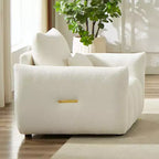 39.7Modern Teddy Fabric Sofa - Upholstered Lounge Chair with One Pillow, Ideal for Apartment, Office, Living Room, and Bedroom