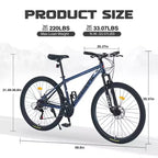 Mountain bike da 27,5 pollici, telaio in lega di alluminio, bici da montagna da città pendolare da trail a 21 velocità con doppi freni a disco e forcella ammortizzata per donne e uomini