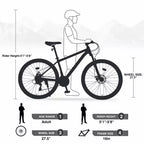 Mountain bike da 27,5 pollici, telaio in lega di alluminio, bici da montagna da città pendolare da trail a 21 velocità con doppi freni a disco e forcella ammortizzata per donne e uomini