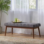 GDFStudio Flora Pouf imbottito in legno di gomma trapuntato, stile moderno di metà secolo, 44 pollici