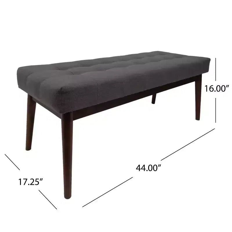 GDFStudio Flora Pouf imbottito in legno di gomma trapuntato, stile moderno di metà secolo, 44 pollici