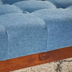 GDFStudio Flora Pouf imbottito in legno di gomma trapuntato, stile moderno di metà secolo, 44 pollici
