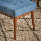 GDFStudio Flora Pouf imbottito in legno di gomma trapuntato, stile moderno di metà secolo, 44 pollici