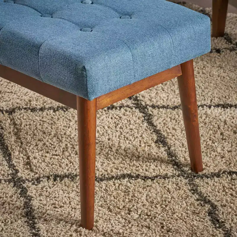 GDFStudio Flora Pouf imbottito in legno di gomma trapuntato, stile moderno di metà secolo, 44 pollici
