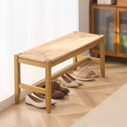 Panca in Rattan VEVOR, Panca in Rattan di Legno da 40", Panca da Ingresso con Gambe in Legno di Rovere, Panca Bohemien da Fondo Letto per Camera da Letto con Rattan Intrecciato a Mano