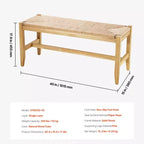 Panca in Rattan VEVOR, Panca in Rattan di Legno da 40", Panca da Ingresso con Gambe in Legno di Rovere, Panca Bohemien da Fondo Letto per Camera da Letto con Rattan Intrecciato a Mano