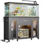 Bestier 55 Gallon Fish Tank Stand Metal Aquarium Stand with Storage Cabinet & Power Outlets LED Light, 750lbs Capacity, Black