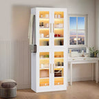 MAYEERTY Shoe Storage Cabinet with Remote-Controlled LED Lights for Smart Home Decor