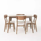 Christopher Knight Home Iriat Mid Century Modern Fabric Upholstered Wood 5 Piece Dining Set