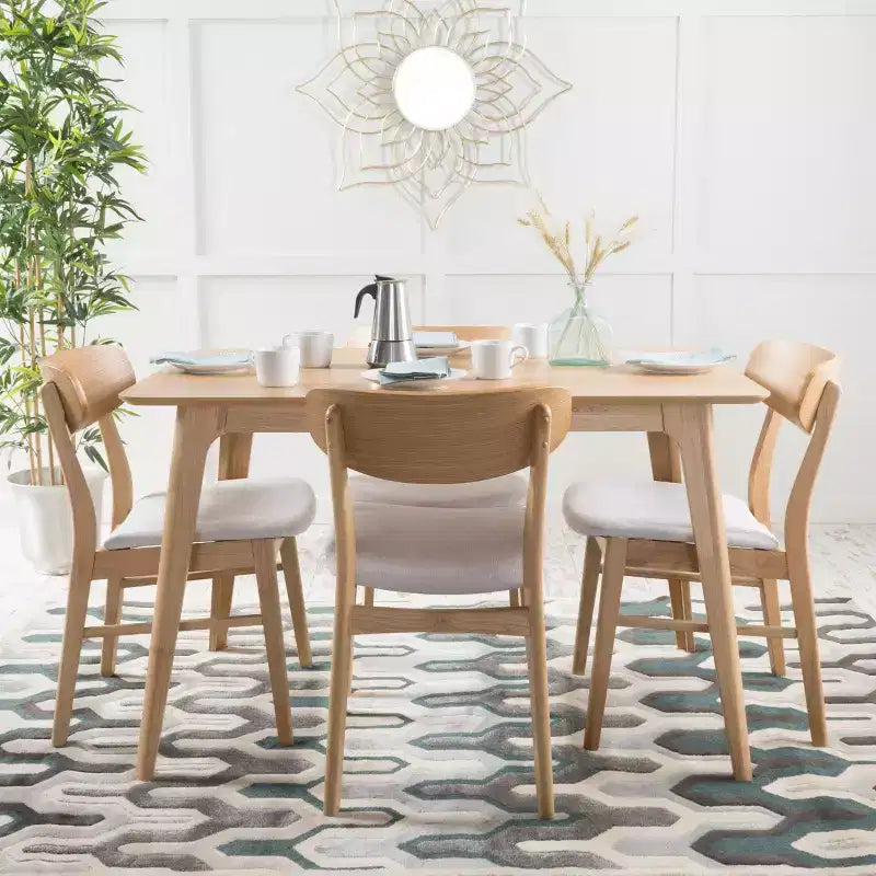 Christopher Knight Home Iriat Mid Century Modern Fabric Upholstered Wood 5 Piece Dining Set