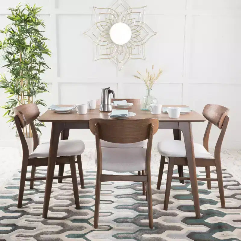 Christopher Knight Home Iriat Mid Century Modern Fabric Upholstered Wood 5 Piece Dining Set