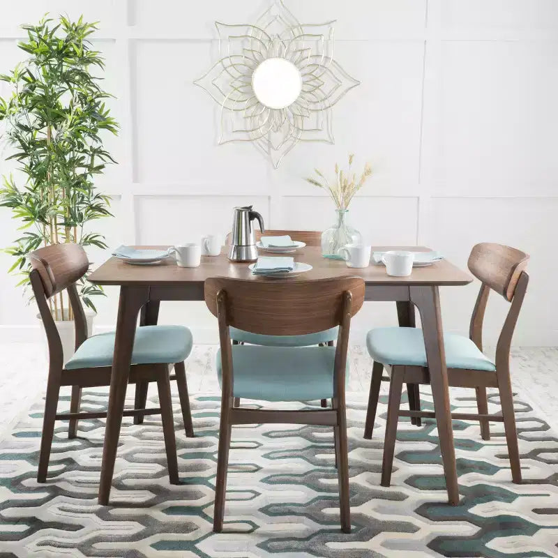 Christopher Knight Home Iriat Mid Century Modern Fabric Upholstered Wood 5 Piece Dining Set