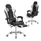 VECELO Reclining Gaming Chair, Faux Leather Adjustable Height Ergonomic Gaming Chair with Footrest & Lumbar Support, Black
