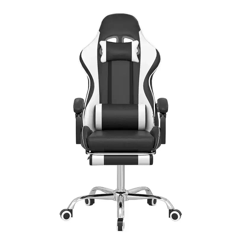 VECELO Reclining Gaming Chair, Faux Leather Adjustable Height Ergonomic Gaming Chair with Footrest & Lumbar Support, Black