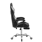 VECELO Reclining Gaming Chair, Faux Leather Adjustable Height Ergonomic Gaming Chair with Footrest & Lumbar Support, Black